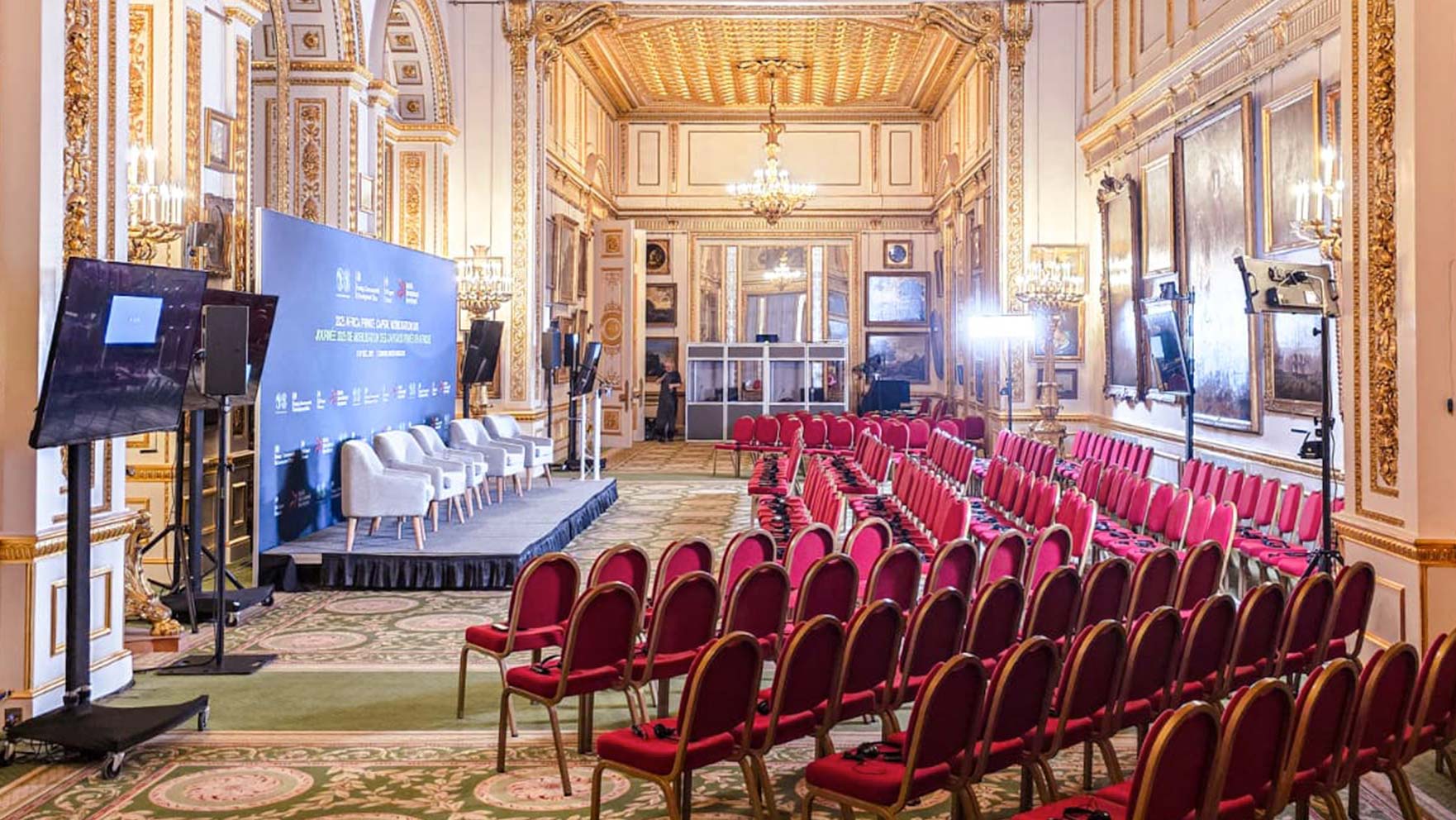 Professional audiovisual setup in a large venue