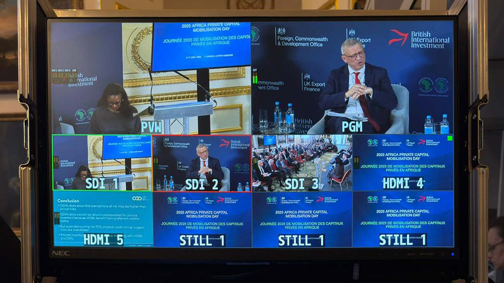 Live video feeds from a multilingual conference