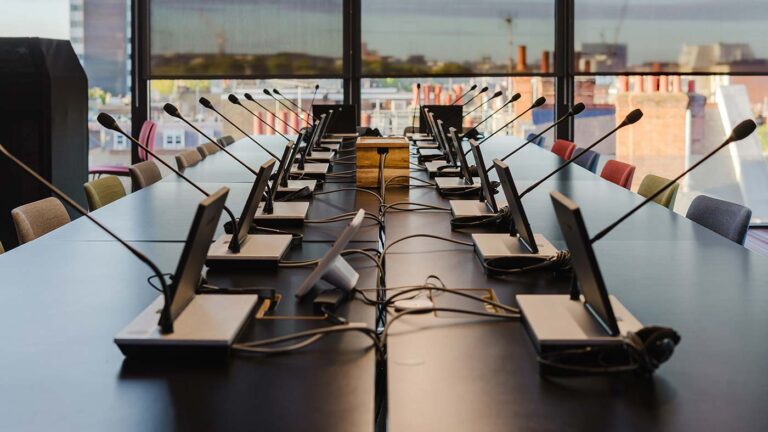 Managed video conferencing and interpretation equipment installed for secure meetings