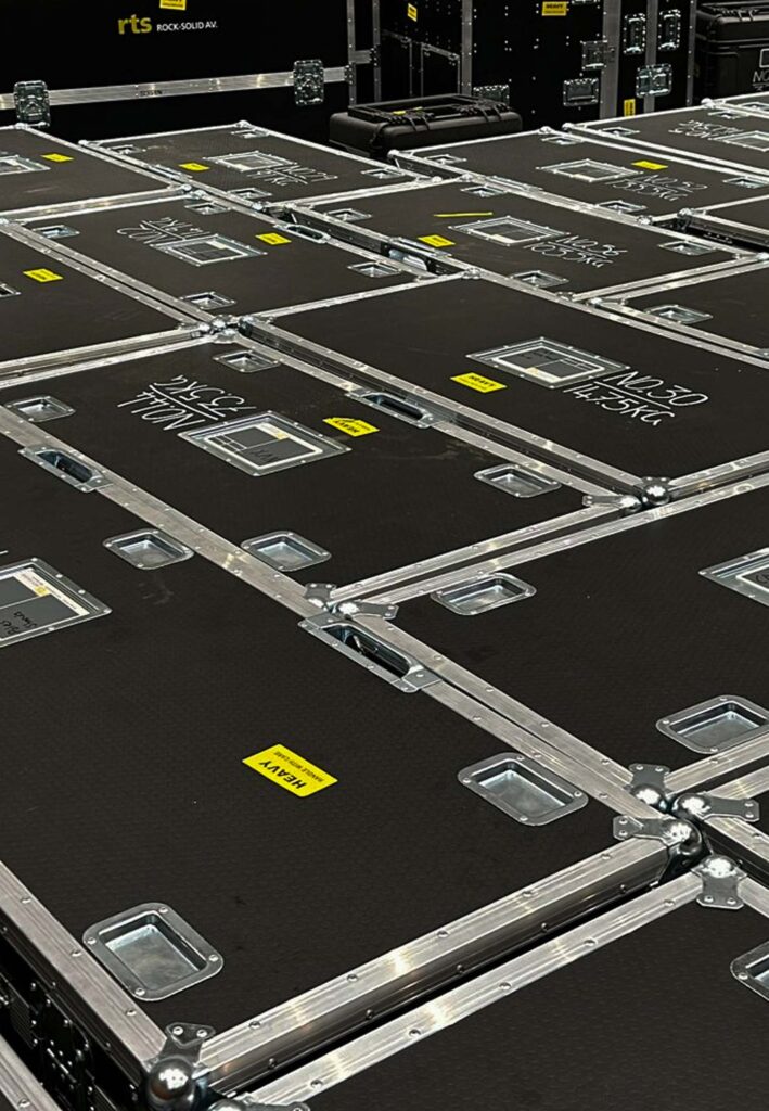 Secure case storage for audiovisual equipment